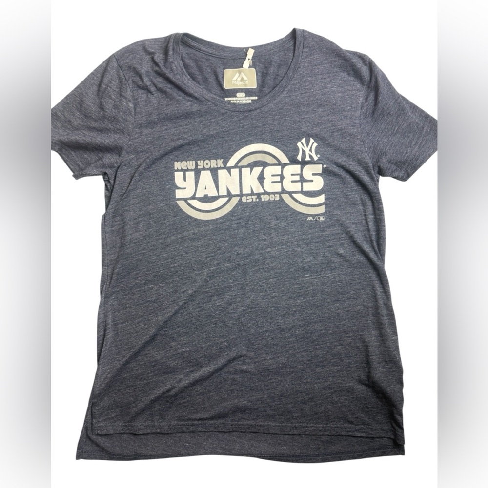 MLB New York Yankees Women's Short Sleeve T-Shirt, Size M, Dark Gray/Blue